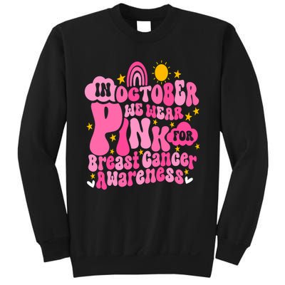 In October We Wear Pink For Breast Cancer Awareness Rainbow Design Sweatshirt