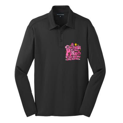 In October We Wear Pink For Breast Cancer Awareness Rainbow Design Silk Touch Performance Long Sleeve Polo