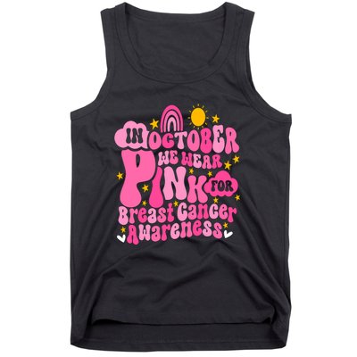 In October We Wear Pink For Breast Cancer Awareness Rainbow Design Tank Top