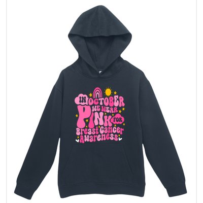 In October We Wear Pink For Breast Cancer Awareness Rainbow Design Urban Pullover Hoodie