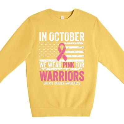 In October Wear Pink Support Warrior Awareness Breast Cancer Premium Crewneck Sweatshirt