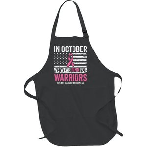 In October Wear Pink Support Warrior Awareness Breast Cancer Full-Length Apron With Pockets