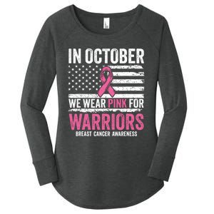 In October Wear Pink Support Warrior Awareness Breast Cancer Women's Perfect Tri Tunic Long Sleeve Shirt