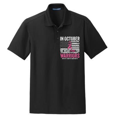 In October Wear Pink Support Warrior Awareness Breast Cancer Dry Zone Grid Polo