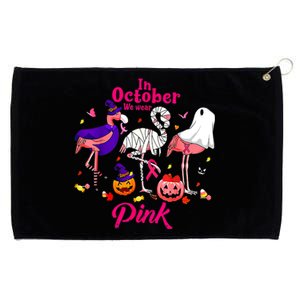 In October We Wear Pink Breast Cancer Flamingos Halloween Funny Gift Grommeted Golf Towel