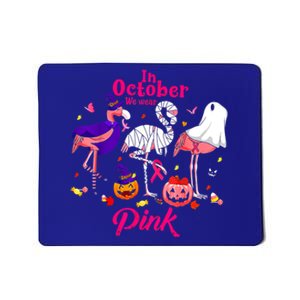 In October We Wear Pink Breast Cancer Flamingos Halloween Funny Gift Mousepad