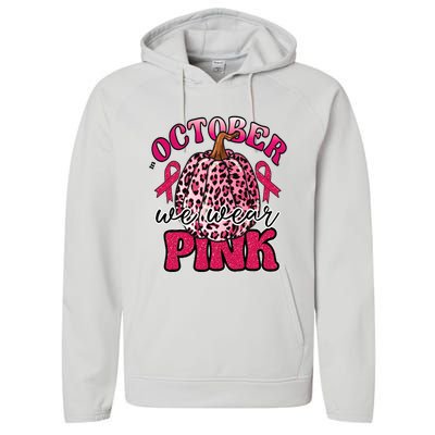 In October We Wear Pink Pumpkin Breast Cancer Awareness Performance Fleece Hoodie