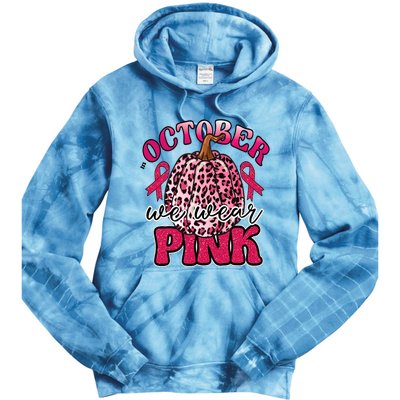 In October We Wear Pink Pumpkin Breast Cancer Awareness Tie Dye Hoodie