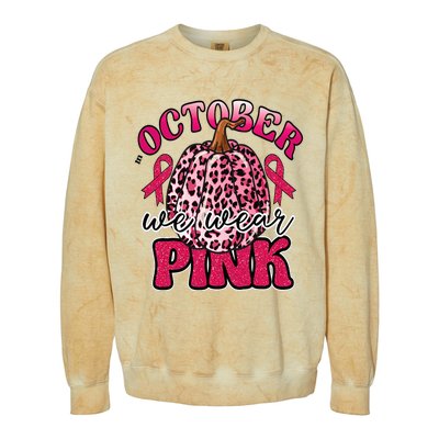 In October We Wear Pink Pumpkin Breast Cancer Awareness Colorblast Crewneck Sweatshirt