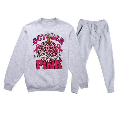 In October We Wear Pink Pumpkin Breast Cancer Awareness Premium Crewneck Sweatsuit Set