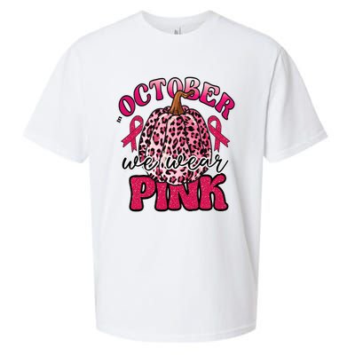 In October We Wear Pink Pumpkin Breast Cancer Awareness Sueded Cloud Jersey T-Shirt