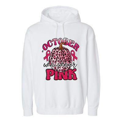 In October We Wear Pink Pumpkin Breast Cancer Awareness Garment-Dyed Fleece Hoodie