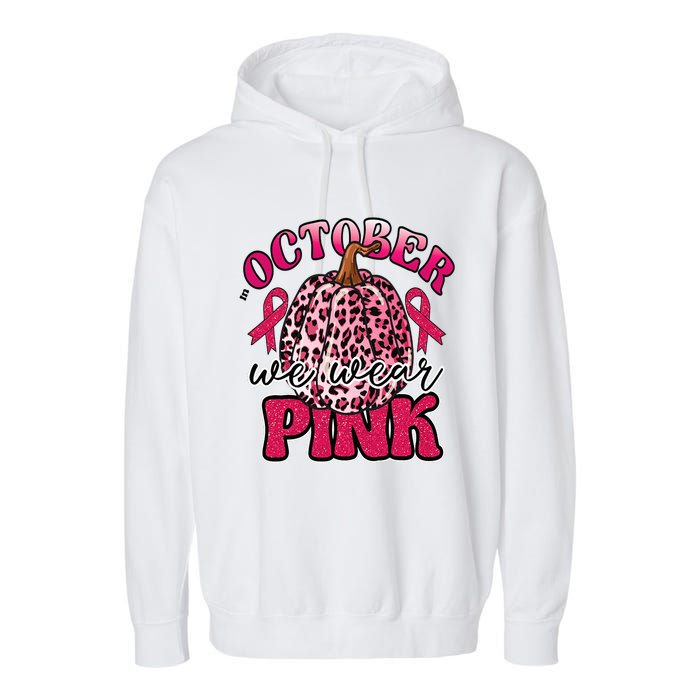 In October We Wear Pink Pumpkin Breast Cancer Awareness Garment-Dyed Fleece Hoodie