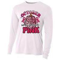 In October We Wear Pink Pumpkin Breast Cancer Awareness Cooling Performance Long Sleeve Crew