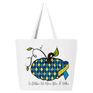 In October We Wear Blue And Yellow Down Syndrome Pumpkin 25L Jumbo Tote