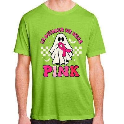 In October We Wear P.Ink Breast Cancer Groovy Ghost Halloween Gift Adult ChromaSoft Performance T-Shirt