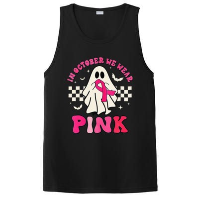 In October We Wear P.Ink Breast Cancer Groovy Ghost Halloween Gift PosiCharge Competitor Tank