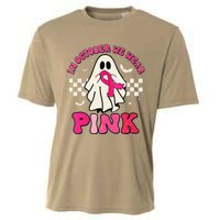 In October We Wear P.Ink Breast Cancer Groovy Ghost Halloween Gift Cooling Performance Crew T-Shirt