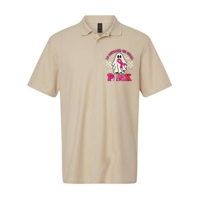 In October We Wear P.Ink Breast Cancer Groovy Ghost Halloween Gift Softstyle Adult Sport Polo