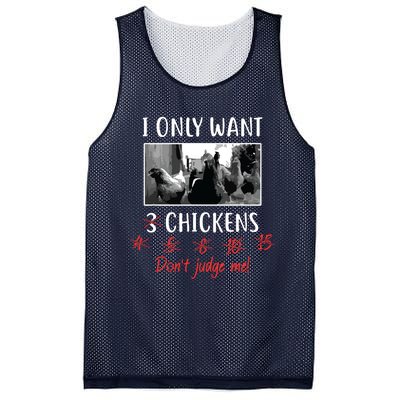 I Only Want 3 Chickens Chicken Lover Funny Mesh Reversible Basketball Jersey Tank