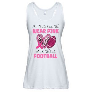 In October We Wear Pink And Watch Football Breast Cancer Ladies Essential Flowy Tank