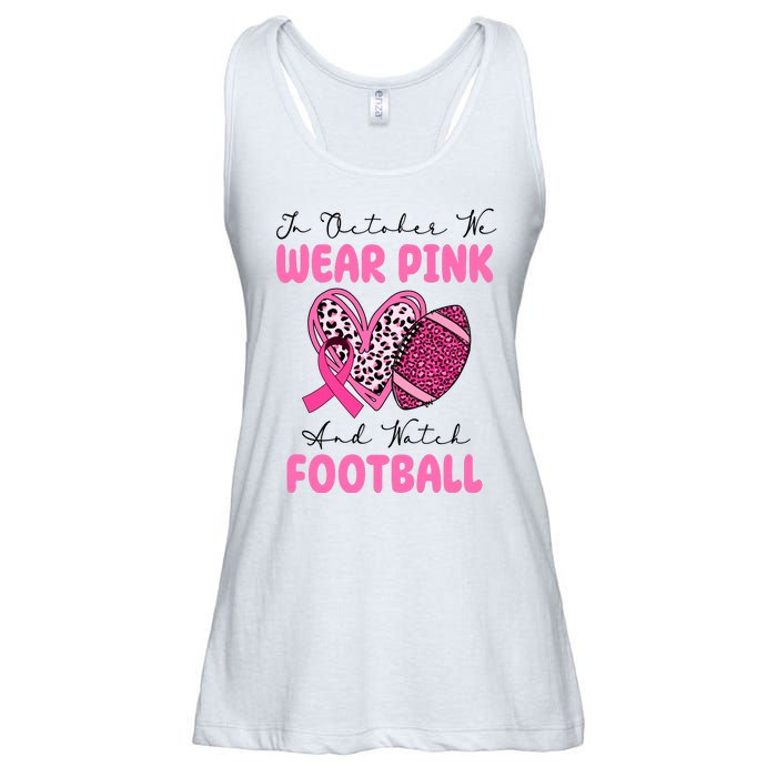 In October We Wear Pink And Watch Football Breast Cancer Ladies Essential Flowy Tank