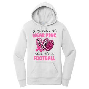 In October We Wear Pink And Watch Football Breast Cancer Women's Pullover Hoodie