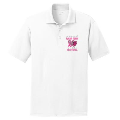 In October We Wear Pink And Watch Football Breast Cancer PosiCharge RacerMesh Polo