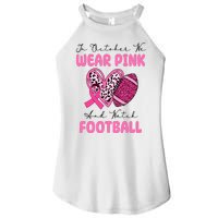 In October We Wear Pink And Watch Football Breast Cancer Women's Perfect Tri Rocker Tank