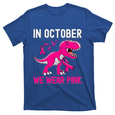 In October We Wear Pink Breast Cancer Trex Dino T-Shirt