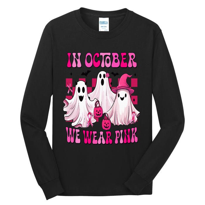 In October We Wear P.I.N.K Breast Cancer Ghost Tall Long Sleeve T-Shirt