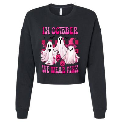 In October We Wear P.I.N.K Breast Cancer Ghost Cropped Pullover Crew