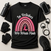 In October We Wear Pink Rainbow Ribbon Cooling Performance Crew T-Shirt