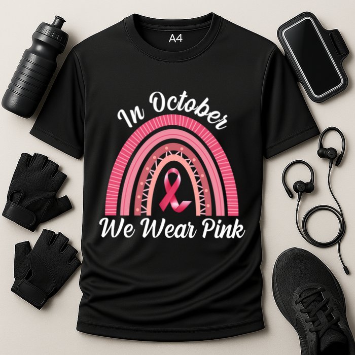 In October We Wear Pink Rainbow Ribbon Cooling Performance Crew T-Shirt