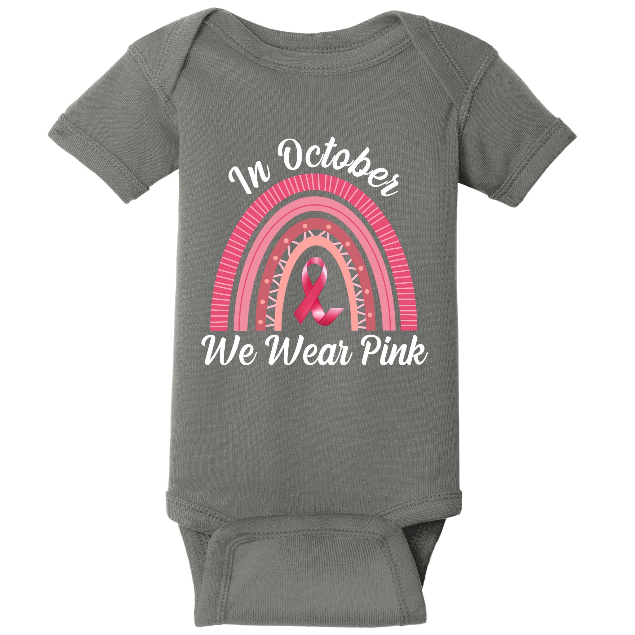 In October We Wear Pink Rainbow Ribbon Baby Bodysuit