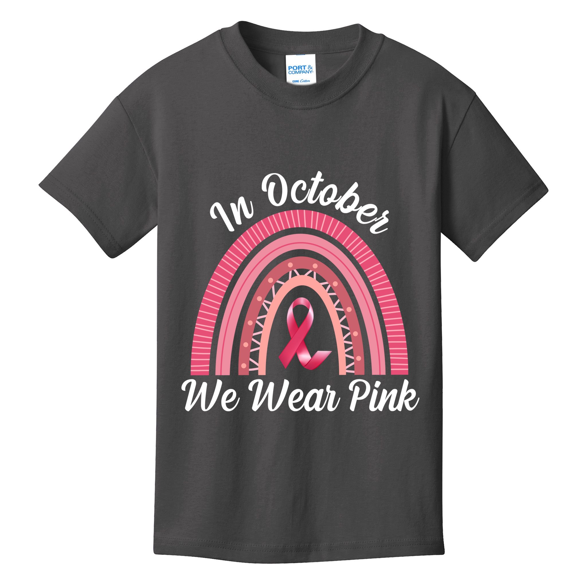 In October We Wear Pink Rainbow Ribbon Kids T-Shirt