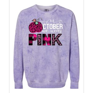 In October We Wear Pink Breast Cancer Pumpkin Colorblast Crewneck Sweatshirt