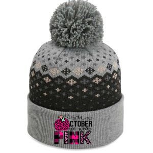 In October We Wear Pink Breast Cancer Pumpkin The Baniff Cuffed Pom Beanie