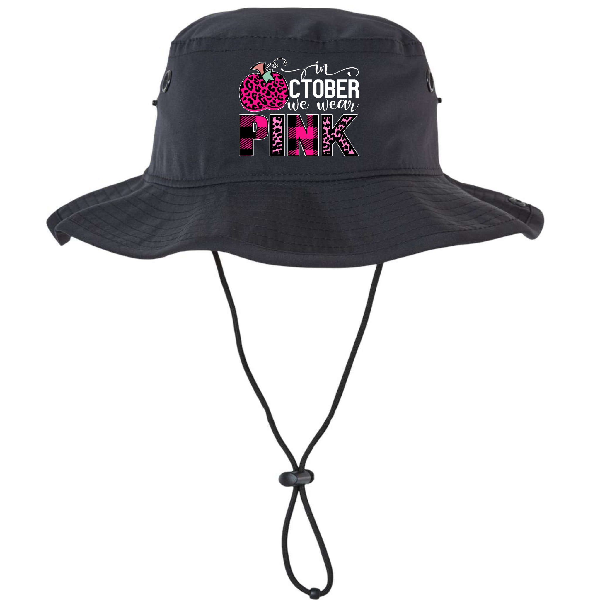 In October We Wear Pink Breast Cancer Pumpkin Bucket Hat