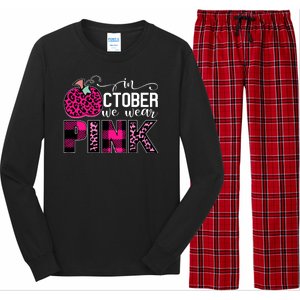 In October We Wear Pink Breast Cancer Pumpkin Long Sleeve Pajama Set