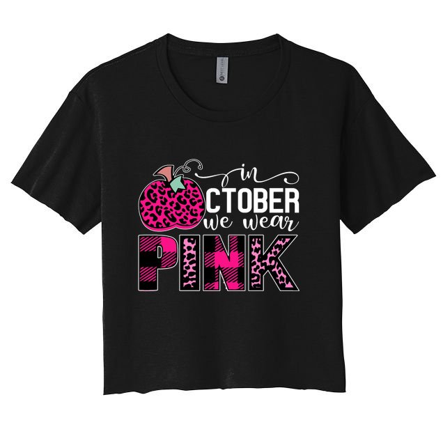 In October We Wear Pink Breast Cancer Pumpkin Crop Top