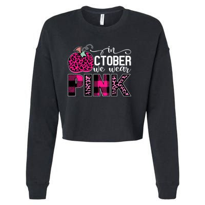 In October We Wear Pink Breast Cancer Pumpkin Cropped Pullover Crew