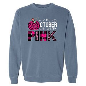 In October We Wear Pink Breast Cancer Pumpkin Garment-Dyed Sweatshirt