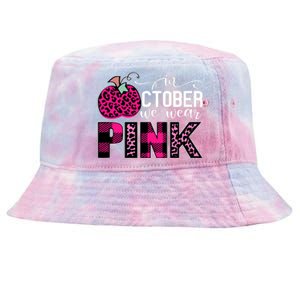 In October We Wear Pink Breast Cancer Pumpkin Tie-Dyed Bucket Hat