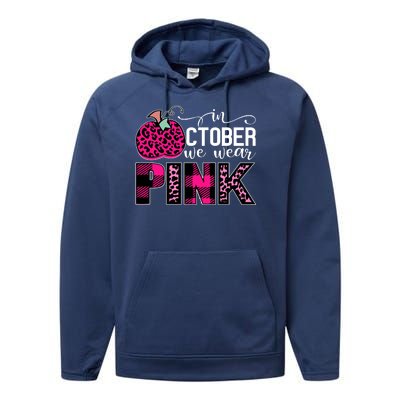 In October We Wear Pink Breast Cancer Pumpkin Performance Fleece Hoodie