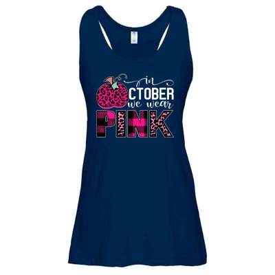 In October We Wear Pink Breast Cancer Pumpkin Ladies Essential Flowy Tank