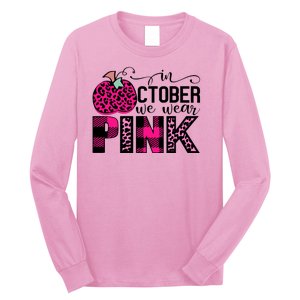 In October We Wear Pink Breast Cancer Pumpkin Long Sleeve Shirt