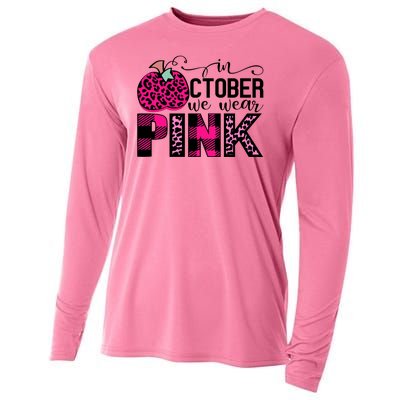 In October We Wear Pink Breast Cancer Pumpkin Cooling Performance Long Sleeve Crew