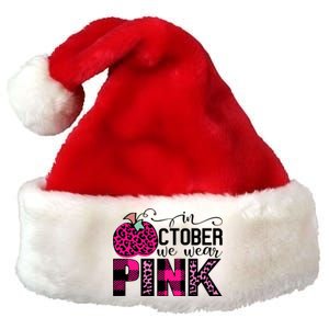 In October We Wear Pink Breast Cancer Pumpkin Premium Christmas Santa Hat