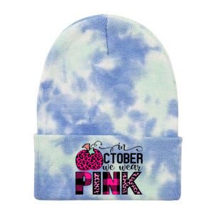 In October We Wear Pink Breast Cancer Pumpkin Tie Dye 12in Knit Beanie